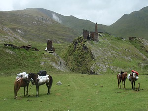 Kaukasus: Trekking mit Pferden für Gepäck